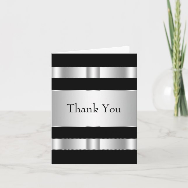 Black Silver Thank You Cards (Front)