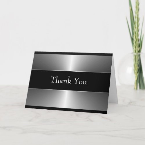Black Silver Thank You Cards