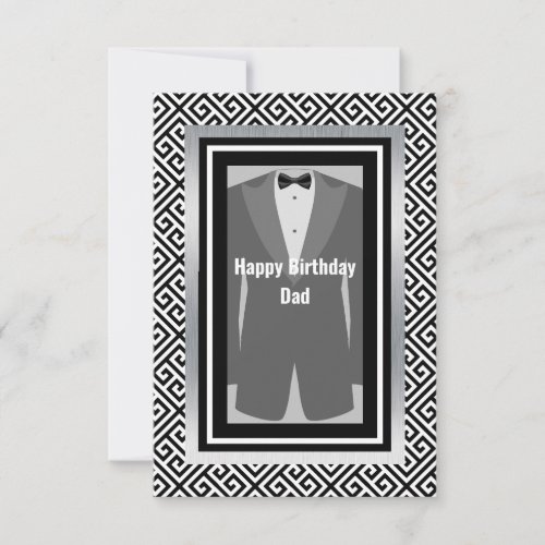Black silver tuxedo birthday dad tuxedo thank you card