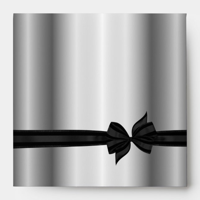 Black & Silver Tuxedo Bow Envelopes (Front)