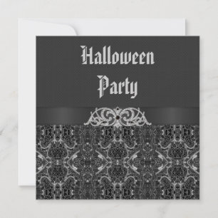 Black & Silver Vintage Elegance Halloween Party Invitation