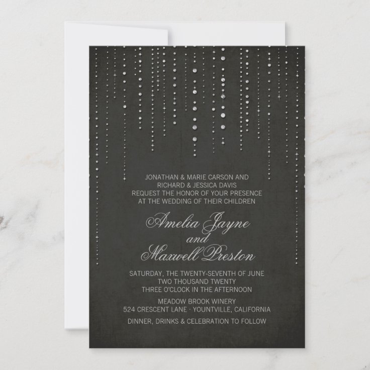 Black & Silver Wedding Invitation | Zazzle