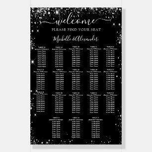 Black silver wedding seating chart 18 tables foam board