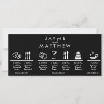Black Silver Wedding Timeline Welcome Bag Note