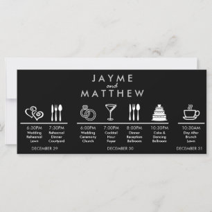 Black Silver Wedding Timeline Welcome Bag Note