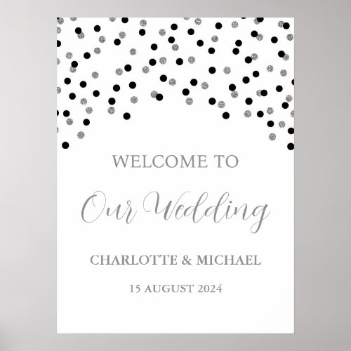 Black Silver Wedding Welcome Custom 18x24 Poster