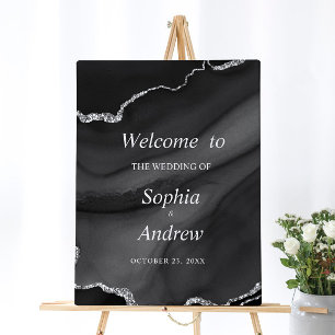 Black & Silver Wedding Welcome Sign Foam Board