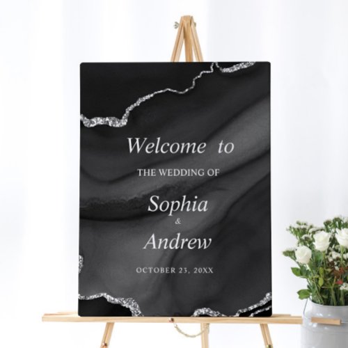 Black  Silver Wedding Welcome Sign  Foam Board