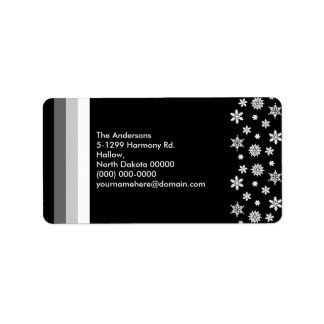 Black Silver White Christmas Address Label 1