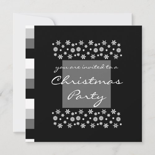 Black Silver White Christmas Party Invitation 2