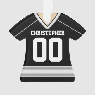 Black/Silver/White Custom Hockey Jersey Ornament