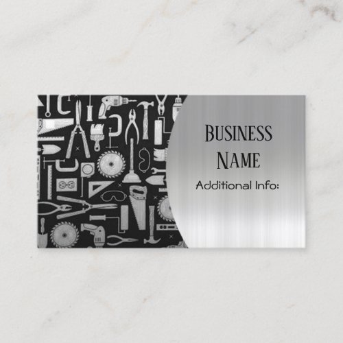 Black  Silver Workshop Tools Business Card