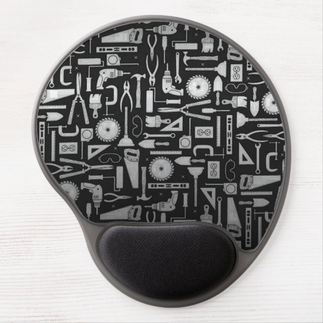 Black & Silver Workshop Tools Gel Mouse Pad (Front)