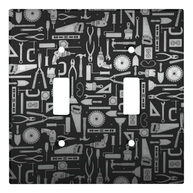 Black & Silver Workshop Tools Light Switch Cover (Front)