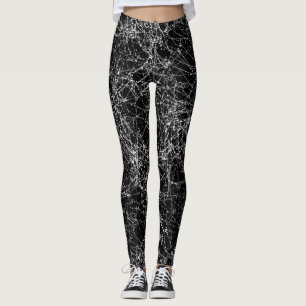 Black & Silvery Spider Webs Chic Halloween Costume Leggings