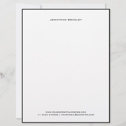 Black Simple Border All Caps Full Name Letterhead
