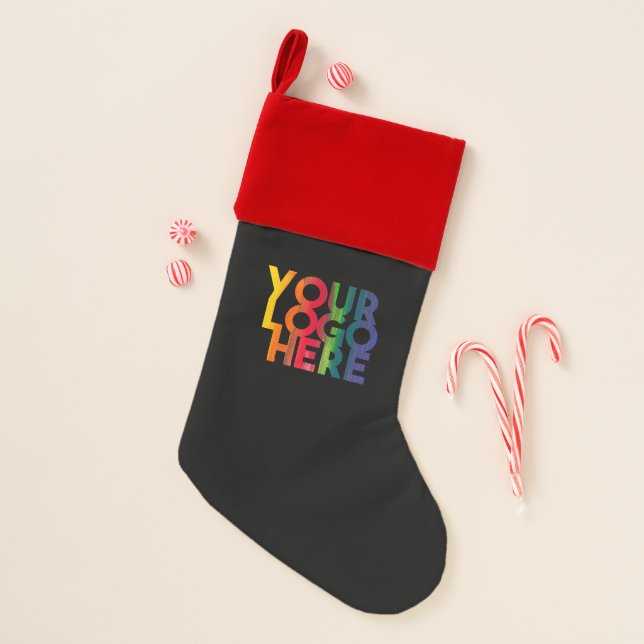Black Simple Business Logo Christmas Festive  Stocking (Front)