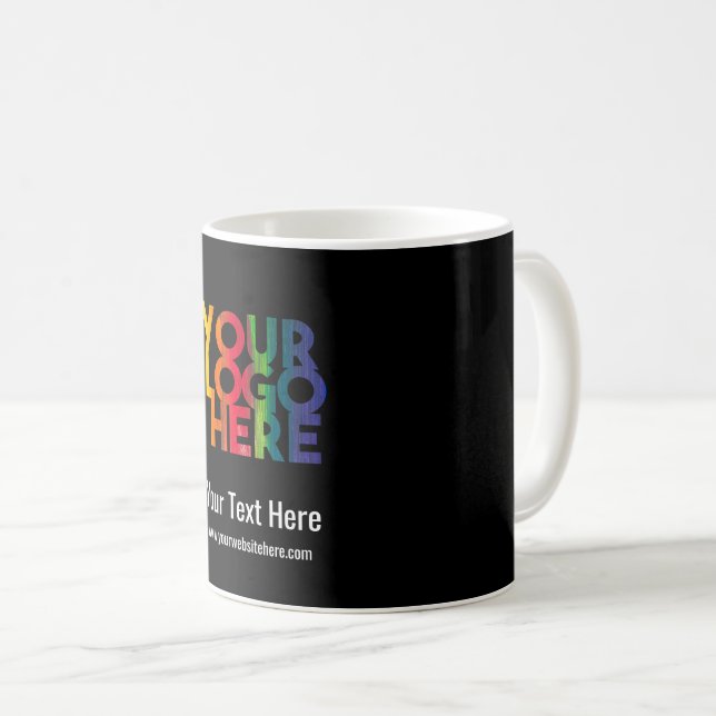 Black Simple Business Logo Coffee Mug (Front Right)