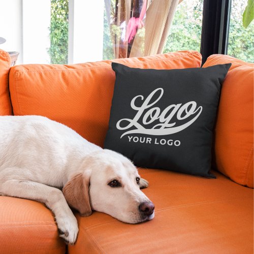 Black Simple Business logo Company brand event Throw Pillow