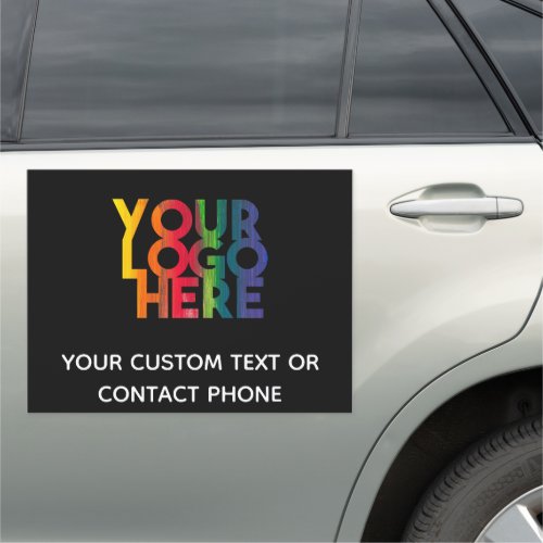 Black Simple Business Logo  Contact Details Car Magnet