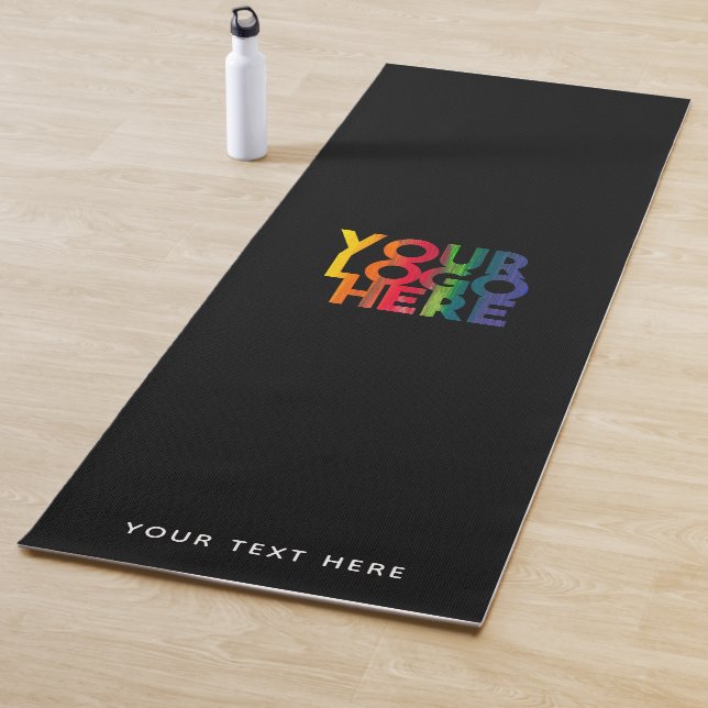 Black Simple Business Logo Custom Text Yoga Mat (In Situ)