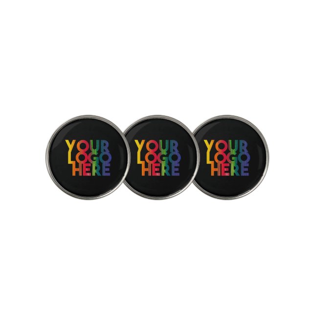 Black Simple Business Logo Golf Ball Marker (3 Up)