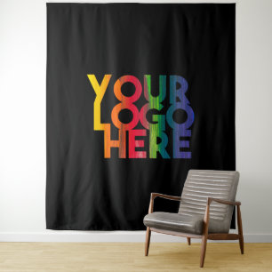 Black Simple Business Logo Tapestry