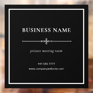 Black SImple Business Office Name White Frame Window Cling