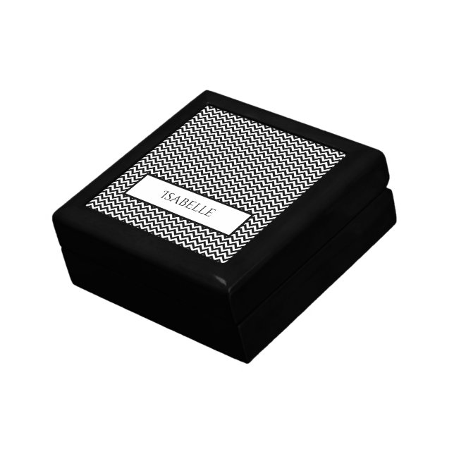 Black Simple Chevron Personalized Gift Box (Side)