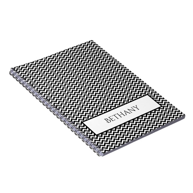 Black Simple Chevron Personalized Notebook (Right Side)