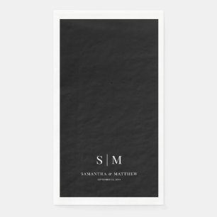Black Simple Couple Initials Wedding Paper Guest Towels