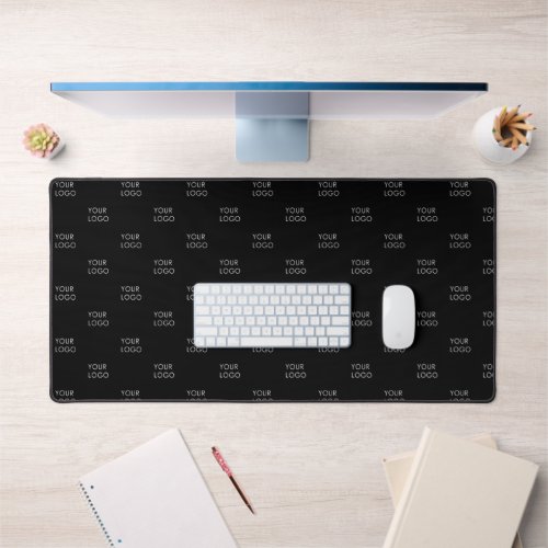 Black Simple Custom Logo Business Company Desk Mat