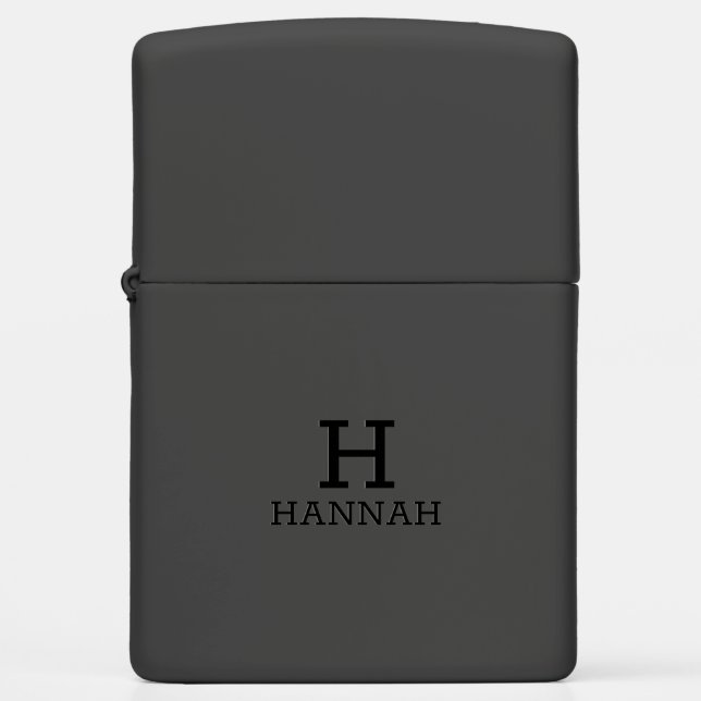 Black Simple Custom Monogram Zippo Lighter (Front)