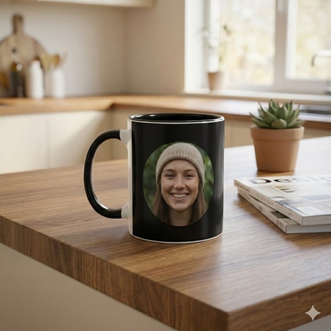 Black Simple Custom Photo Minimal Modern Design Mug (Black Simple Custom Photo Minimal Modern Design Mug)