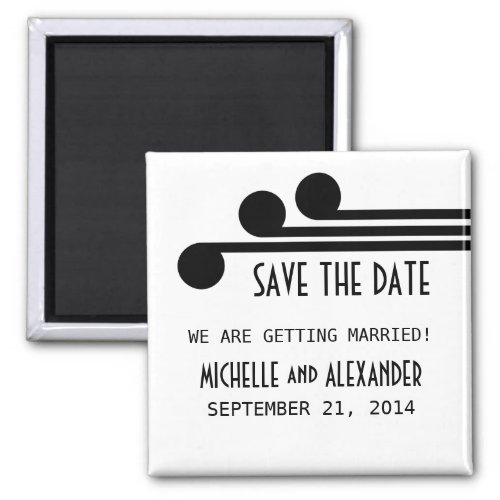 Black Simple Deco Chic Save the Date Magnet