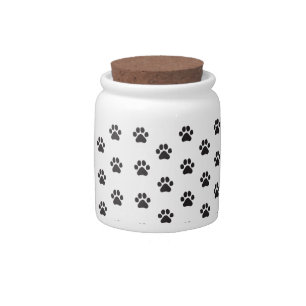 Black Simple Dog Paw Print Paw Prints Forever Candy Jar