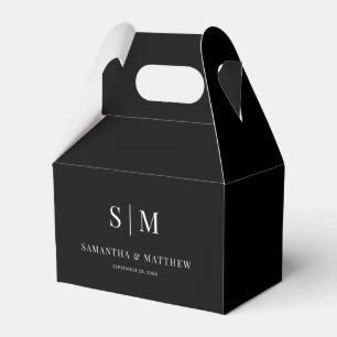 Black Simple Elegant Couple Monogram Wedding Favor Boxes