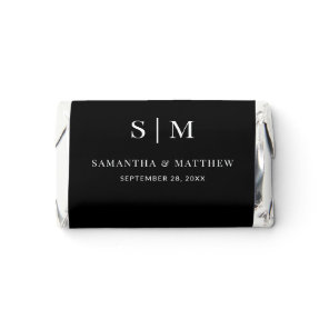 Black Simple Elegant Couple Monogram Wedding Hershey's Miniatures