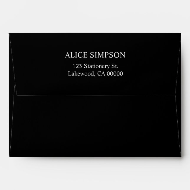 Black Simple Elegant Envelope (Back (Top Flap))