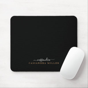 Black Simple Elegant Hand Lettered Signature Name Mouse Pad