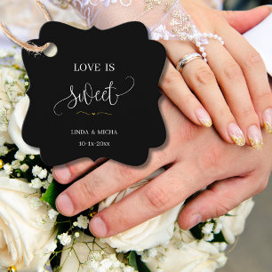 Black simple elegant Love is sweet wedding favor Favor Tags