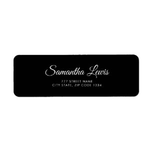 Black Simple Elegant Script Return Address Label