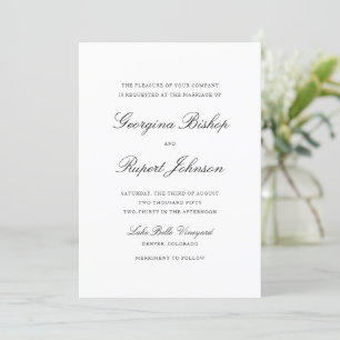 Black Simple Elegant Script Typography Wedding Invitation