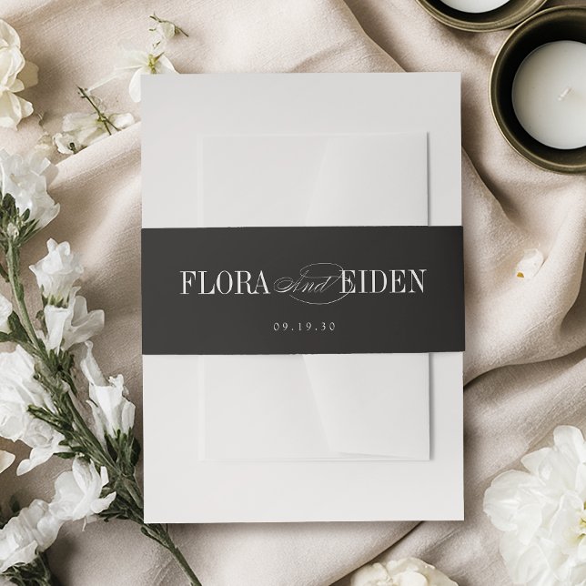 Black Simple Elegant Timeless Typography Wedding Invitation Belly Band (Black Simple Elegant Timeless Typography Wedding Invitation Belly Band)
