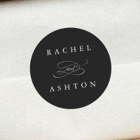 Black Simple Elegant Wedding  Classic Round Sticker