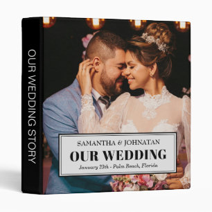Black simple elegant wedding photo album 3 ring binder