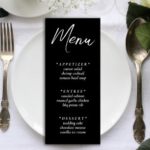 Black Simple Elegant Wedding Reception Menu