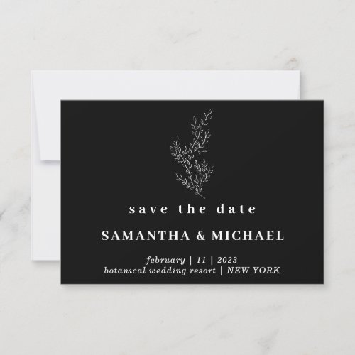 Black Simple Flower Autumn Save date Invitation