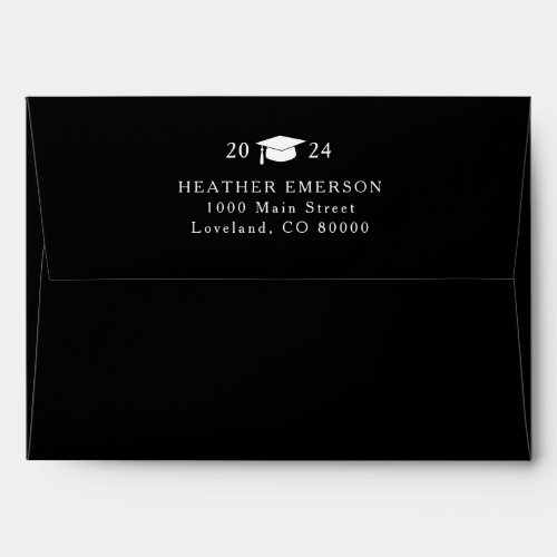 Black Simple Graduation Cap Envelope