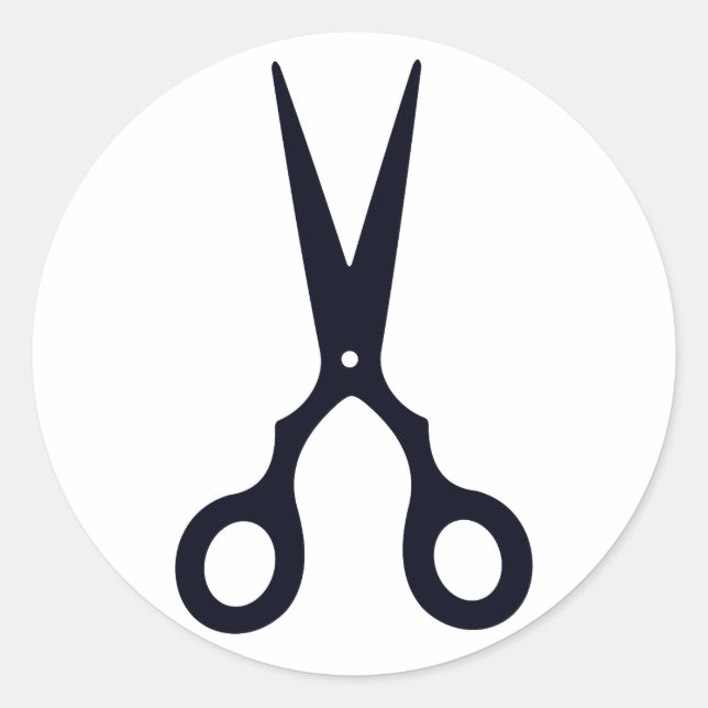 Black Simple Hair Scissors (Barber / Hairdresser) Classic Round Sticker (Front)